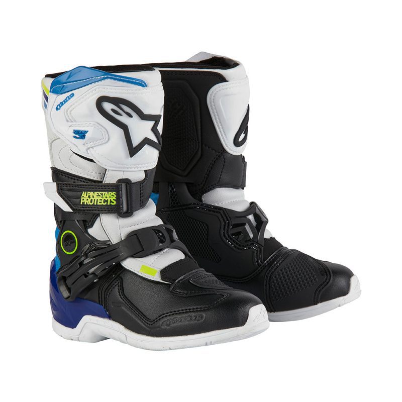 Alpinestars Tech 3s White Black Blue Kids MX Boots